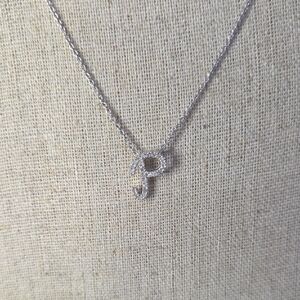 Colleen Lopez Sterling Silver .11 ctw genuine diamond Initial P Necklace NEW